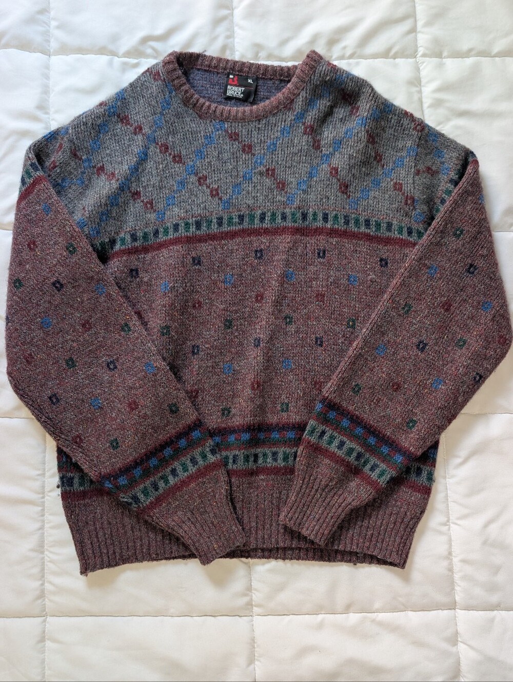 🧶 VTG 80s Robert Bruce Geometric Sweater XL